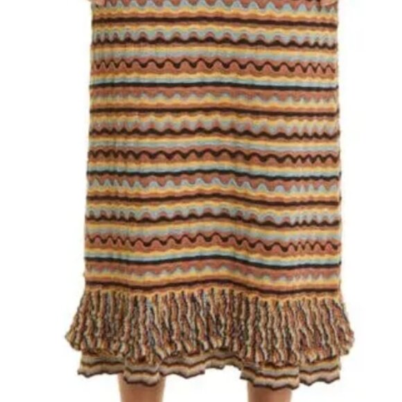 NWT Ulla Johnson Cosette Striped Neutral Knit Midi Skirt in Tiger's Eye P $650 - Picture 14 of 16